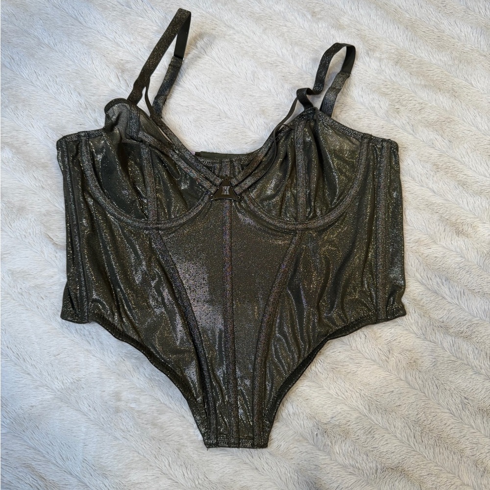 Metallic Glitter Green Corset Top